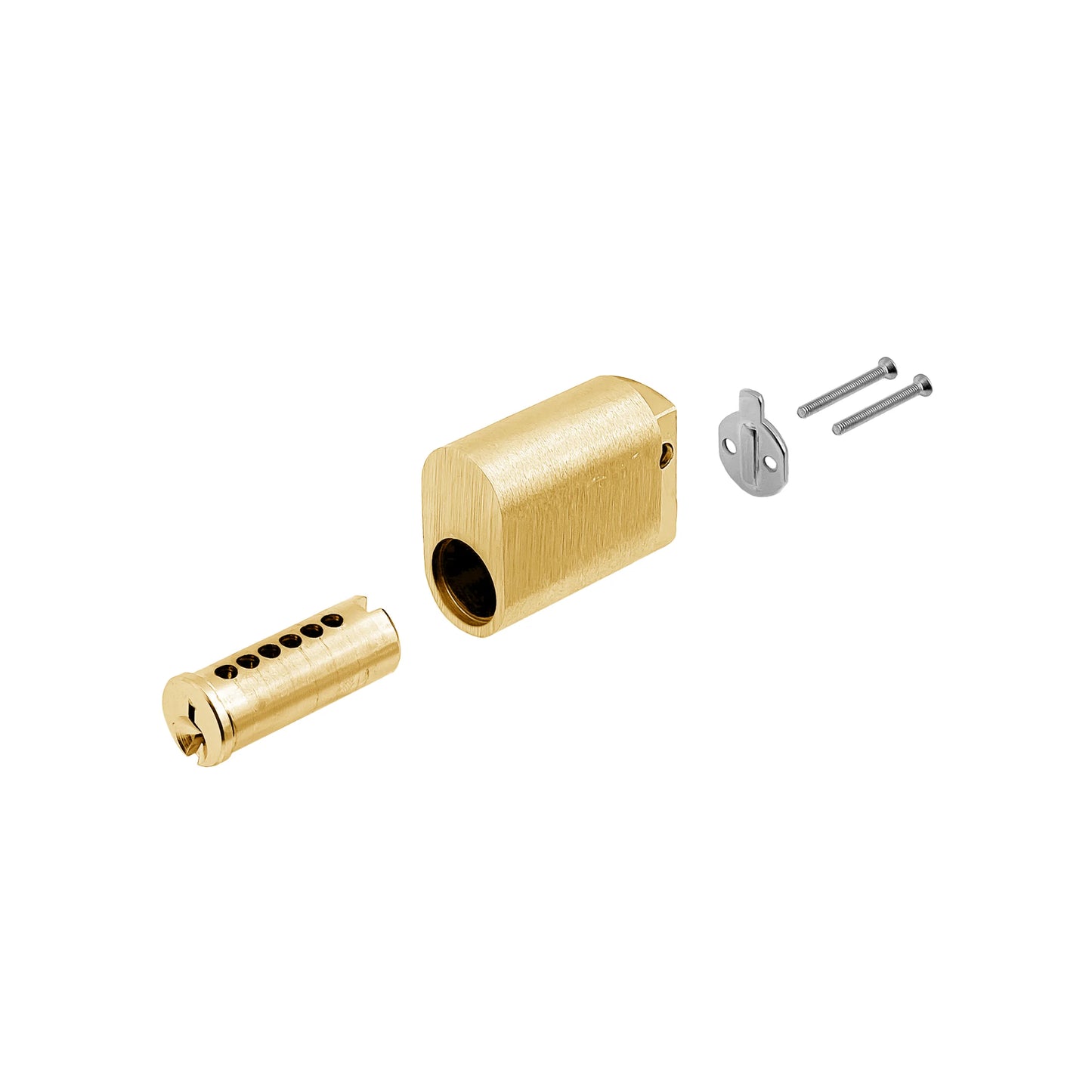MILES NELSON COMMERCIAL OVAL KEY BARREL SATIN BRASS WITH 1 & 2 KEYS - 6 PIN C4 PROFILE WITH  X CAM & Z2 CAM - SATIN BRASS