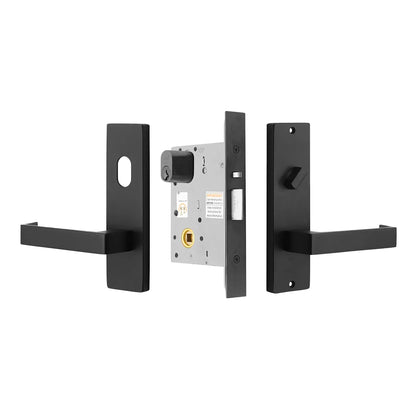 MILES NELSON COMMERCIAL 87 LEVER ENTRANCE LOCK KIT WITH KEYS INCLUDES MNC5000,MNC151/87,MNC154/87,MNCAD5200-01, MNC570W2  SATIN CHROME ON BRASS,MATT BLACK
