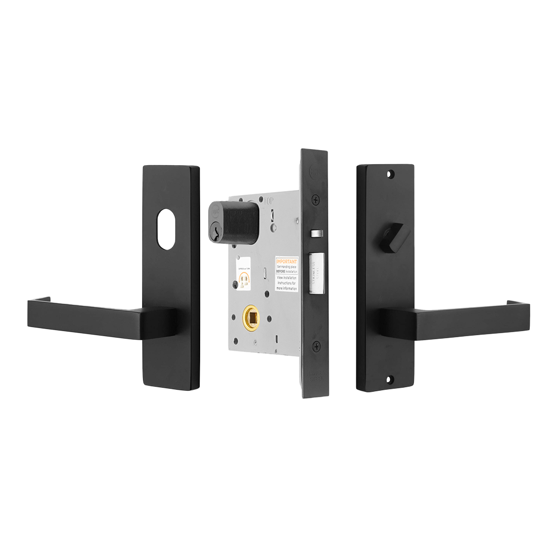 MILES NELSON COMMERCIAL ENTERANCE LOCK KIT WITH EXTENDED KEY CYLINDER -87 LEVER ,MATT BLACK