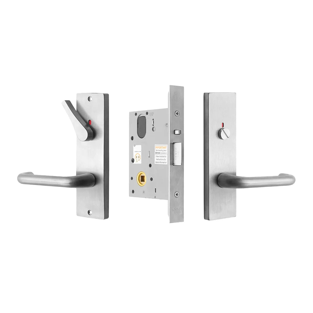 MILES NELSON COMMERCIAL 87 & 90 LEVER PRIVACY LOCK KIT (LARGE TURN) INCLUDE MNC5000, MNC153I/87 & 90, MNC154ICLT/87 & 90,MNCAD5200-01 - SATIN CHROME ON BRASS & MATT BLACK