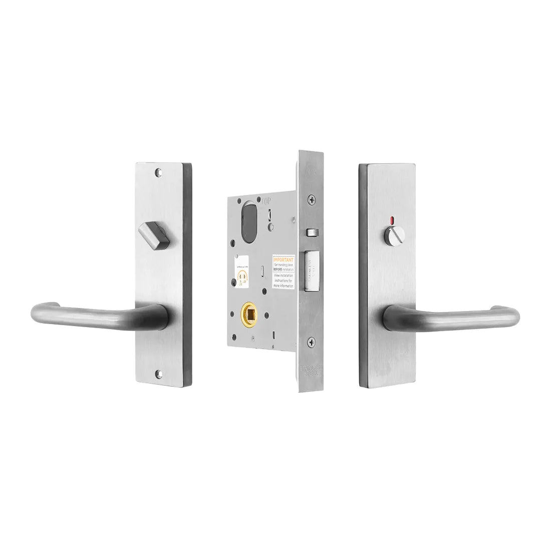 MILES NELSON COMMERCIAL 87 & 90 LEVER PRIVACY LOCK KIT INCLUDE MNC5000, MNC153I,MNC154,MNCAD5200-01 - SATIN CHROME ON BRASS & MATT BLACK