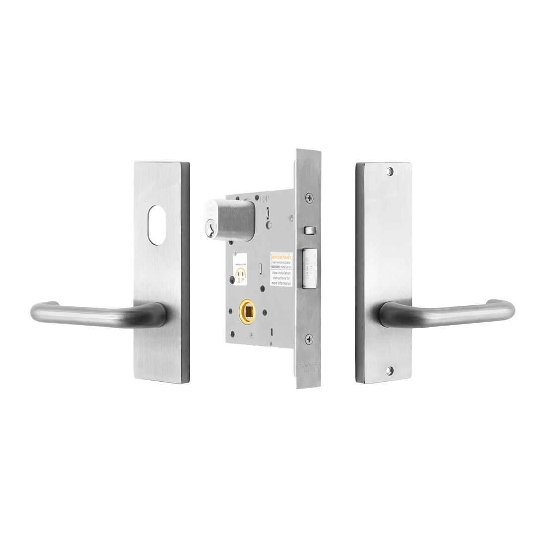 MILES NELSON COMMERCIAL 87 & 90 LEVER STOREROOM LOCK KIT WITH EXTENDED KEY CYLINDER INCLUDE MNC5000, MNC151,MNC156,MNC570E,MNCX2CAM - SATIN CHROME ON BRASS & MATT BLACK