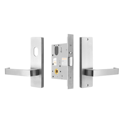 MILES NELSON COMMERCIAL 87 & 90 LEVER STOREROOM LOCK KIT NO KEY CYLINDER INCLUDE MNC5000, MNC151,MNC156 - SATIN CHROME ON BRASS & MATT BLACK