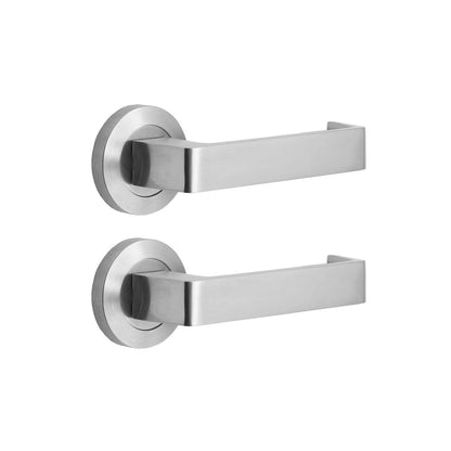 MILES NELSON COMMERCIAL ROUND ROSE  87 & 90 LEVER  53MM ROSE(PAIR)- SATIN CHROME & MATT BLACK