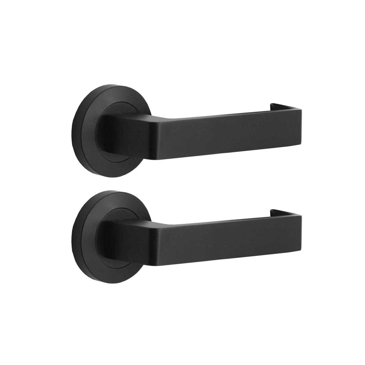 MILES NELSON COMMERCIAL ROUND ROSE  87 & 90 LEVER  53MM ROSE(PAIR)- SATIN CHROME & MATT BLACK