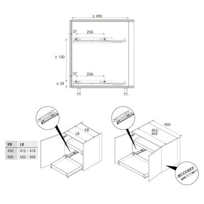 Hettich Germany Naro 200/400 internal pot-and-pan drawer