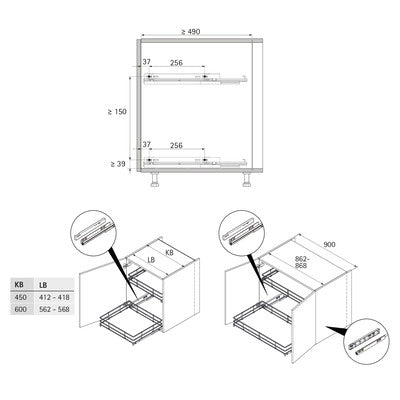 Hettich Germany Naro 200/400 internal pot-and-pan drawer