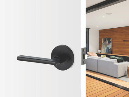 Sylvan Picton Privacy, Wardrobe Dummy & Passage Lever Handle Set- Satin Nickel & Black