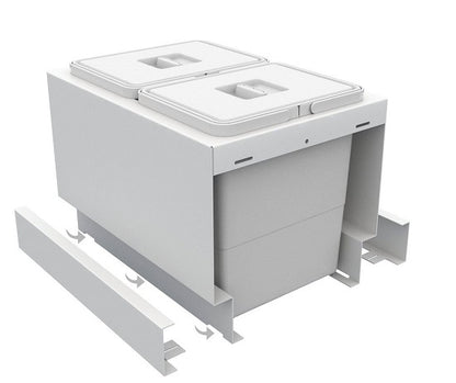 Tanova Pull Out Kitchen Bin 400mm Cab - Drawer Insert Frame & Buckets White and Charcoal