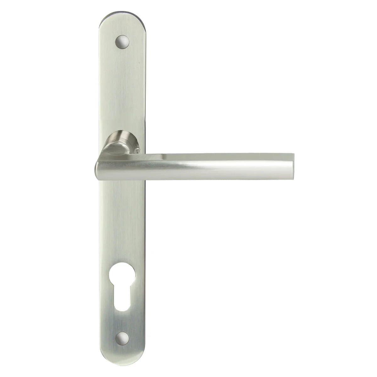 MILES NELSON DOOR HANDLES MILANO RANGE SATIN NICKEL FINISH PARMA ROUND STYLE LONG PLATE E85 EURO KEYHOLE FURNITURE ONLY / NO LATCH