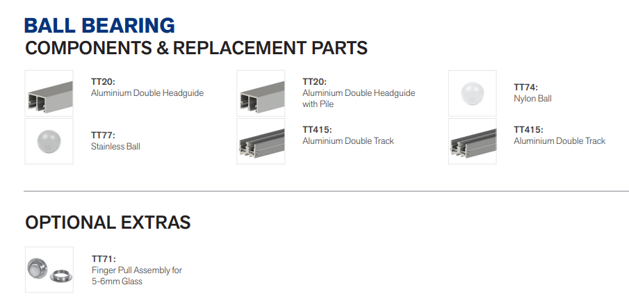 Cowdroy Ball Bearing Sliding Glass Door Track System Components 22Kg - Metre ,4500mm (Mill & Anodised)