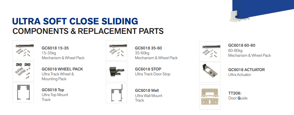 Cowdroy Ultra Sliding Track System 80kg Single for Internal Doors Components 80kg