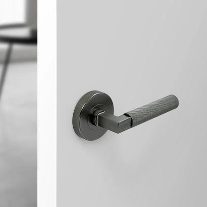 MILES NELSON DOOR HANDLES S RANGE SCARLETT KNURLED DUMMY HANDLE SATIN GRAPHITE