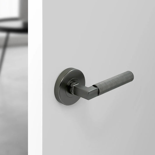 MILES NELSON DOOR HANDLES S RANGE SCARLETT KNURLED DUMMY HANDLE SATIN GRAPHITE