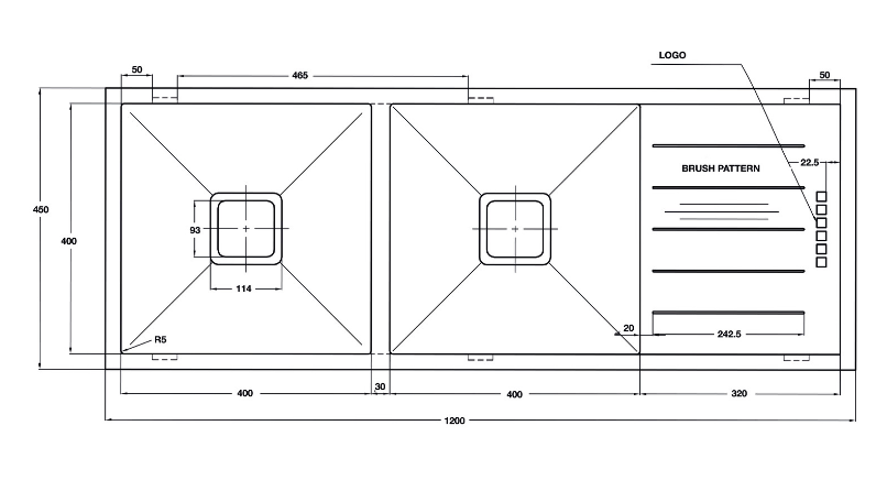 Blanco Germany Squareline Sink, Single Bowl With Drainer ( Length 770mm x Width 450mm ) & Double Bowl With Drainer  ( Width 400mm x Height 200mm ) Matt finish