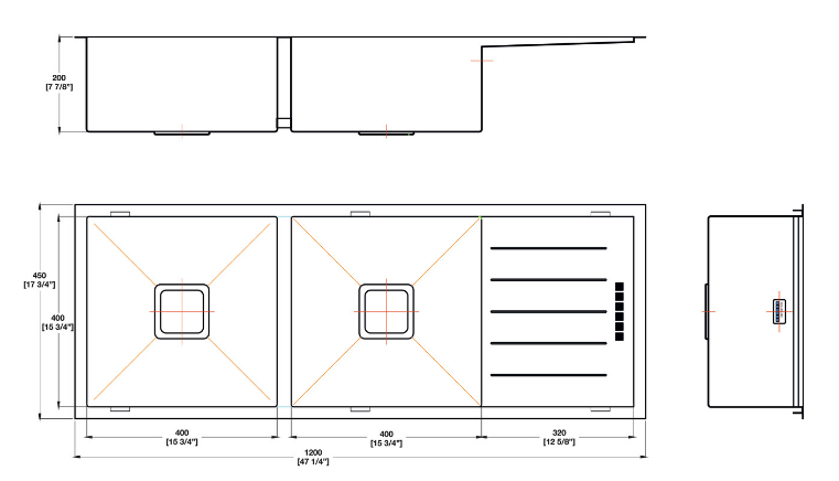 Blanco Germany Squareline Sink, Single Bowl With Drainer ( Length 770mm x Width 450mm ) & Double Bowl With Drainer  ( Width 400mm x Height 200mm ) Matt finish