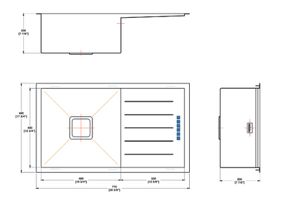 Blanco Germany Squareline Sink, Single Bowl With Drainer ( Length 770mm x Width 450mm ) & Double Bowl With Drainer  ( Width 400mm x Height 200mm ) Matt finish