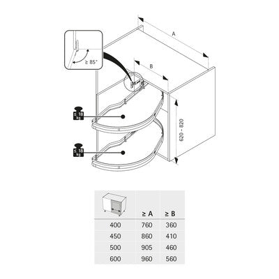 Hettich Germany Salso 200/400, corner unit swivel pull-out, all inclusive set