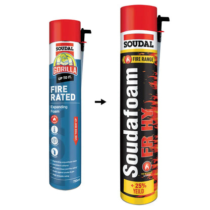 SOUDAL SOUDAFOAM FR HY 750ML AEROSOL LIGHT RED -  PRICED PER UNIT - MINIMUM ORDER QUANTITY 6 UNITS