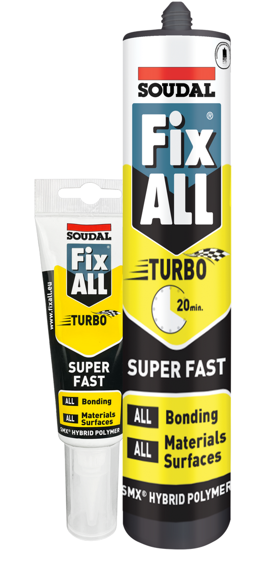 SOUDAL FIXALL TURBO FAST CURING ADHESIVE AND SEALANT TURBO 125ML & 290ML -  PRICED PER UNIT - MINIMUM ORDER QUANTITY 12 UNITS