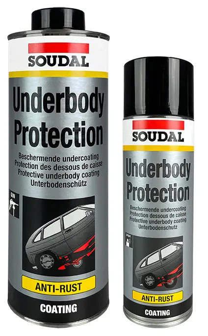 SOUDAL UNDERBODY PROTECTIVE COATING 500ML AEROSOL BLACK & GUN GRADE 1KG BLACK - PRICED PER UNIT