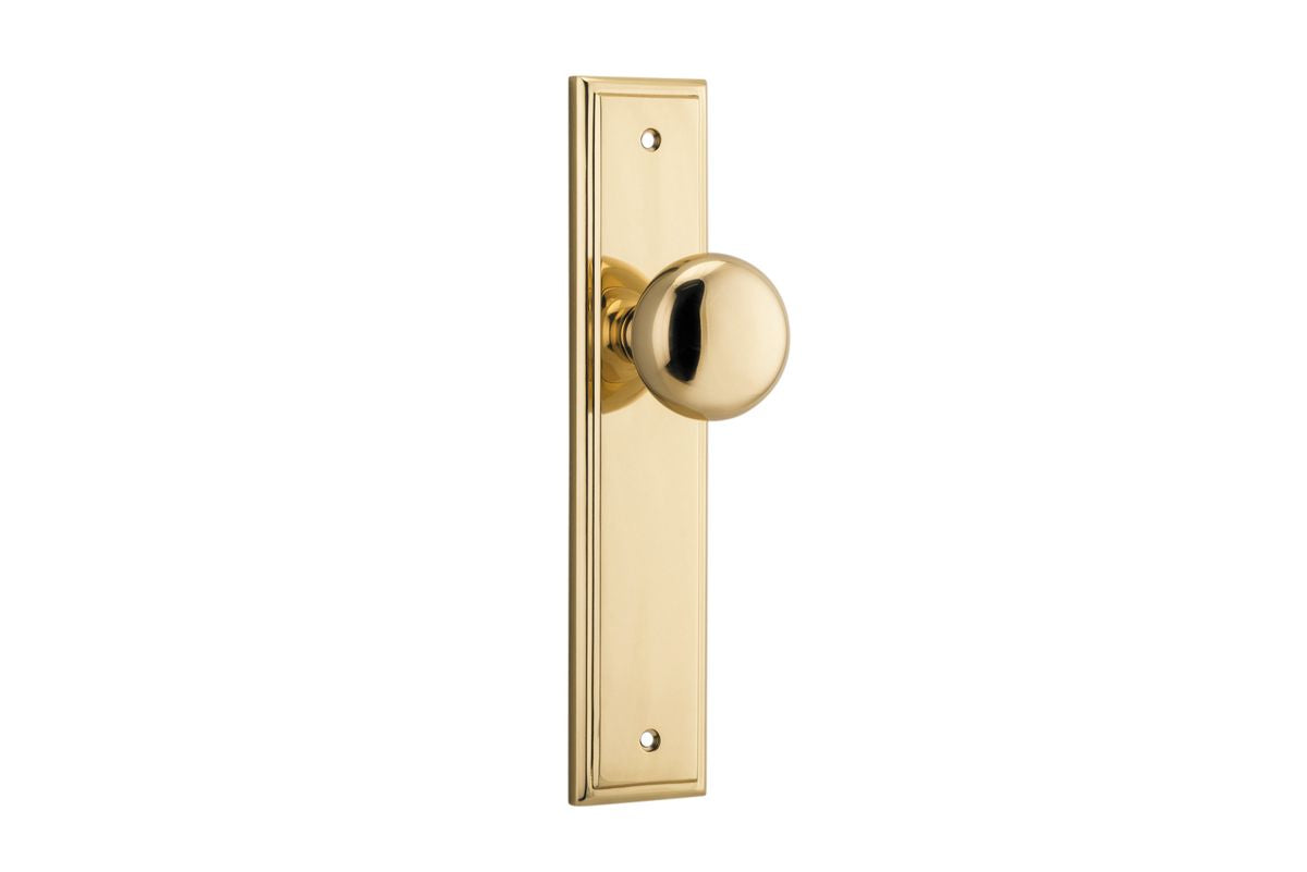 Iver Cambridge Door Knob Rose Round Concealed Fix Pair Passage Kit, Privacy Kit , Entrance Kit with High Security Lock -Polished Brass