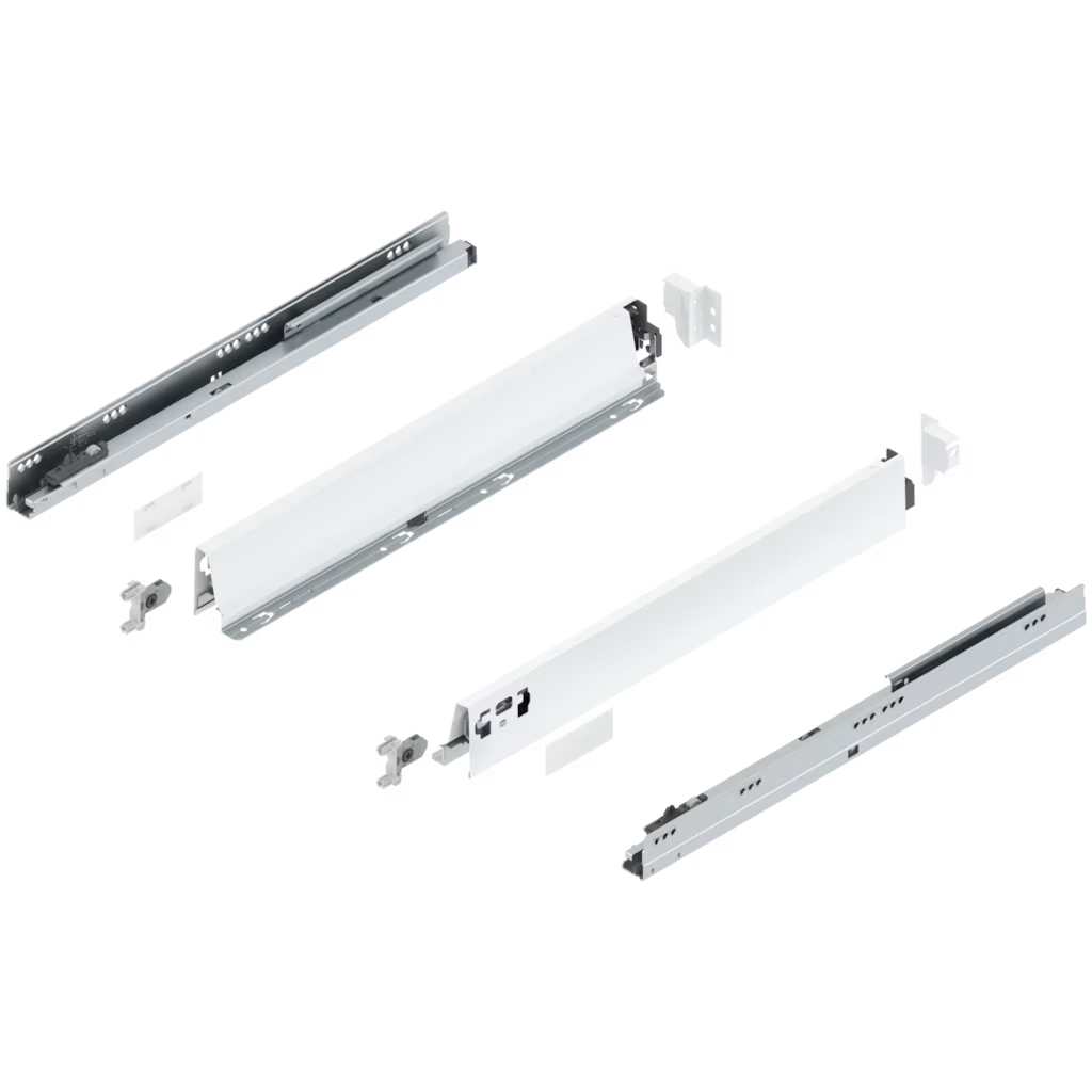 Blum Tandembox Antaro Kitset with Gallery Rails length 500mm X 82.5mm - 224mm (Height 6 Options ) 30KG Silk White