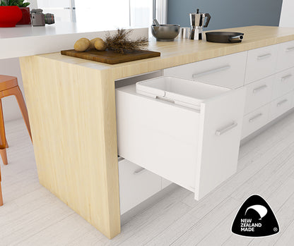 Tanova Designer Series Pull Out Soft Close Kitchen Waste Bin  350mm 2 Bucket Cabinet Full Sides -White and Charcoal