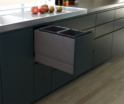 Tanova Designer Series pull out soft close kitchen waste bin  300mm cabinet White and Charcoal