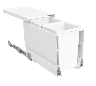 Tanova Designer Series pull out soft close kitchen waste bin  300mm cabinet White and Charcoal