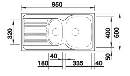 Blanco Germany Tipo 6 S & 6 XL - Basic Drainer Board Design, with 3.5" Basket Strainer , Blanco Stainless Range  Stainless steel