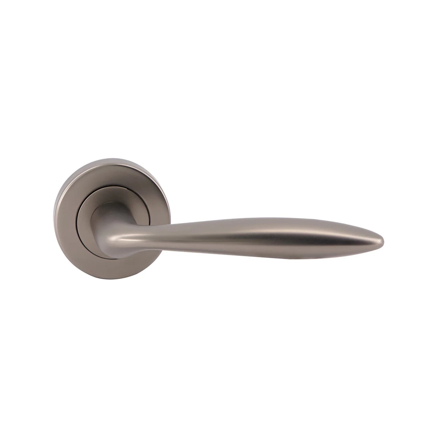 MILES NELSON DOOR HANDLES MILANO RANGE TIVOLI PASSAGE SET INCLUDES LATCH 55MM ROUND ROSE  FINISH WITH SATIN NICKEL ,SATIN NICKEL HANG SELL,MIRRORED BLACK,SATIN GRAPHITE