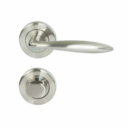 MILES NELSON DOOR HANDLES MILANO RANGE TIVOLI PASSAGE SET INCLUDES LATCH 55MM ROUND ROSE  FINISH WITH SATIN NICKEL ,SATIN NICKEL HANG SELL,MIRRORED BLACK,SATIN GRAPHITE