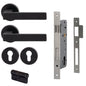 MILES NELSON DOOR HANDLES MILANO RANGE VERONA ENTRANCE SET ROUND ROSE SUPPLIED WITH 716SS MORTICE 65MM KEY AND TURN / ESCUTHONS - SATIN NICKEL,MATT BLACK,SATIN GRAPHITE