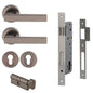 MILES NELSON DOOR HANDLES MILANO RANGE VERONA ENTRANCE SET ROUND ROSE SUPPLIED WITH 716SS MORTICE 65MM KEY AND TURN / ESCUTHONS - SATIN NICKEL,MATT BLACK,SATIN GRAPHITE