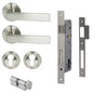 MILES NELSON DOOR HANDLES MILANO RANGE VERONA ENTRANCE SET ROUND ROSE SUPPLIED WITH 716SS MORTICE 65MM KEY AND TURN / ESCUTHONS - SATIN NICKEL,MATT BLACK,SATIN GRAPHITE