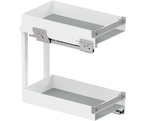 Tanova Vauth Sagel VS SUB Rack Under Bench Pull Out - Essentio Style - Cabinet 150mm,200mm and 300mm- 2 Baskets - White and Lava Grey