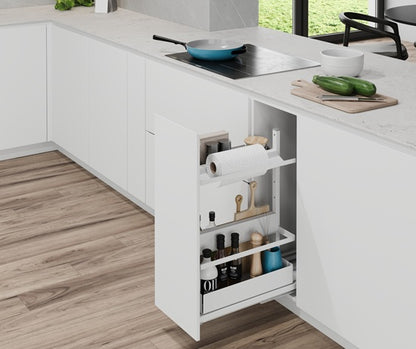 Tanova Vauth Sagel VS SUB  Larder Flex Cook,Clean,Spice - Cooking Ingredient, Cleaning Supply & Equipment Pull Out - Essentio  Style - Cabinet 300mm -White and Lava Grey