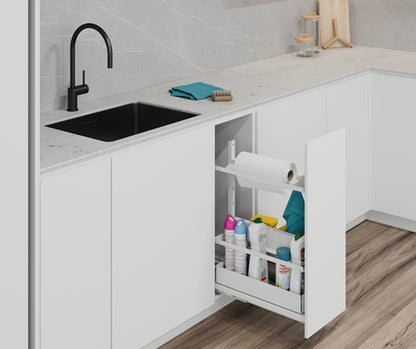 Tanova Vauth Sagel VS SUB  Larder Flex Cook,Clean,Spice - Cooking Ingredient, Cleaning Supply & Equipment Pull Out - Essentio  Style - Cabinet 300mm -White and Lava Grey