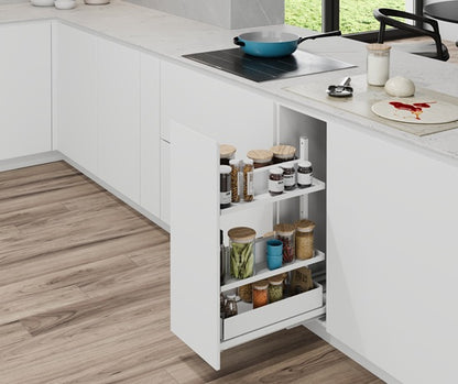 Tanova Vauth Sagel VS SUB  Larder Flex Cook,Clean,Spice - Cooking Ingredient, Cleaning Supply & Equipment Pull Out - Essentio  Style - Cabinet 300mm -White and Lava Grey