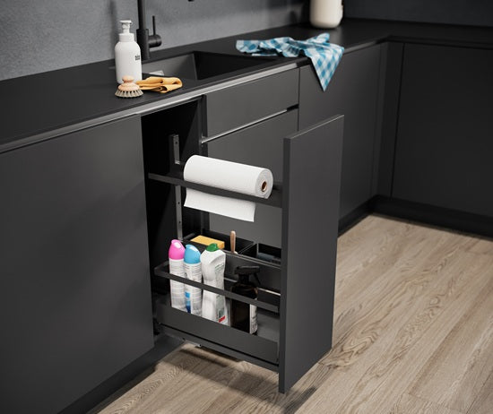 Tanova Vauth Sagel VS SUB  Larder Flex Cook,Clean,Spice - Cooking Ingredient, Cleaning Supply & Equipment Pull Out - Essentio  Style - Cabinet 300mm -White and Lava Grey