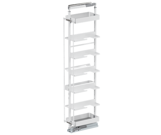 Tanova Vauth Sagel TAL Larder Flex Iron Pull Out Ironing Storage Essentio Style - Height 1900-2140mm - Cabinet 300mm - White and Lava Grey