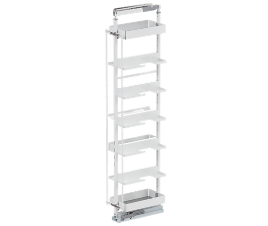 Tanova Vauth Sagel TAL Larder Flex Iron Pull Out Ironing Storage Essentio Style - Height 1900-2140mm - Cabinet 300mm - White and Lava Grey