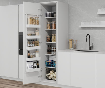Tanova Vauth Sagel Gate Rack Plus Hanging Storage with Side Bearing & Gate Rack Plus Flex Hanging Storage with Side Bearing - Essentio Style - White and Lava Grey