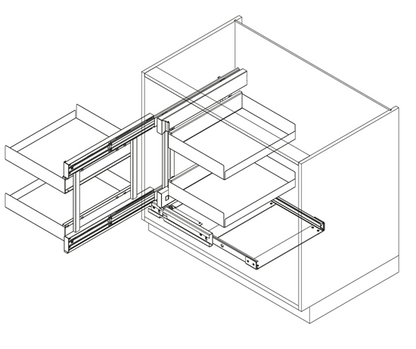 Tanova Vauth Sagel COR Flex- Essentio Style - 900mm Cabinet -  4 Baskets - Lava Grey