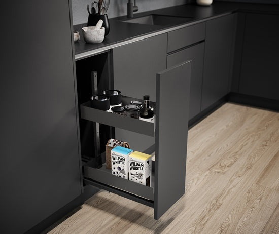 Tanova Vauth Sagel VS Larder Under Bench Pull Out - Essentio Style - Cabinet 300mm and 400mm - 2 Baskets - White and Lava Grey