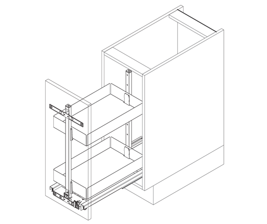 Tanova Vauth Sagel VS Larder Under Bench Pull Out - Essentio Style - Cabinet 300mm and 400mm - 2 Baskets - White and Lava Grey