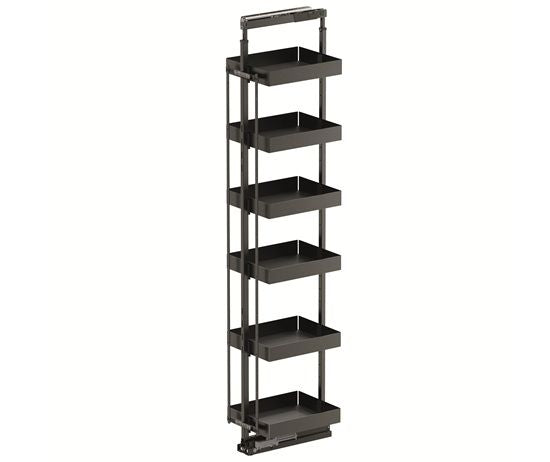 Tanova Vauth Sagel TAL Larder Pull Out Pantry Essentio Style - Height 1700-1950mm - Cabinet 300mm - 6 Baskets - White and Lava Grey