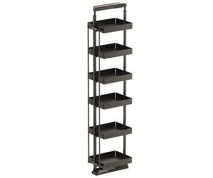 Tanova Vauth Sagel TAL Larder Pull Out Pantry Essentio Style - Height 1700-1950mm - Cabinet 300mm - 6 Baskets - White and Lava Grey