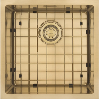 MERCER AURORA SINGLE BOWL WITH MATCHING GRID IN 4 COLOURS - GUN METAL, BRASS, COPPER, BLACK